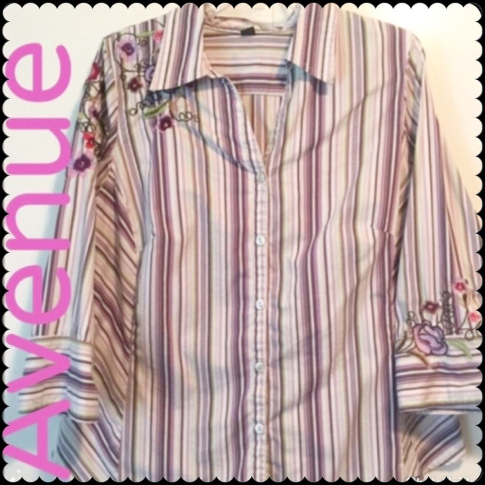 Avenue Beautiful Purple  Embroidery Shirt …
